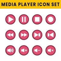 Media player icon set flat design. Play, pause, stop record, fast, forward, mute and sound Media Player buttons collection design elements. vector
