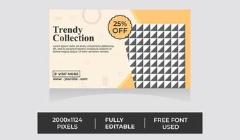 Fashion Web Banner template design with one image placement, editable, organized, eye-catchy, trendy design. vector eps 10.