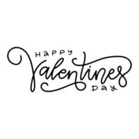 letras de la mano del día de san valentín feliz - caligrafía lineal hecha a mano aislada en blanco. texto vectorial vector