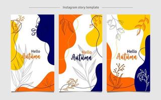 organic background template for social media stories with leaves vector