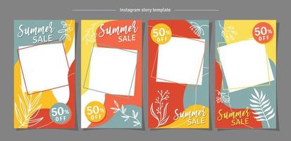 stories for social media template with foliage and organic shape vector