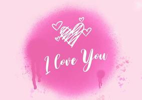 pink spray paint i love you hand drawn vector