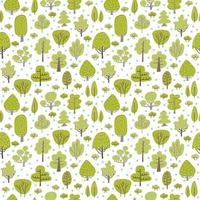 Seamless green pattern with different trees. Hand drawn nature background for your design.Textile, blog decoration, banner, poster, wrapping paper. Flat vector hand drawn scandinavian illustration