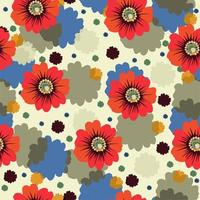 Vector seamless abstract floral pattern with poppies.