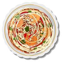 Vector isolated illustration of a plate with pasta.