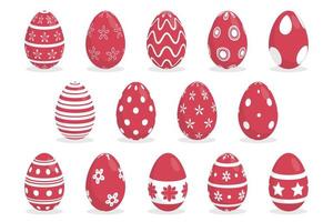 Collection of red and white easter eggs vector