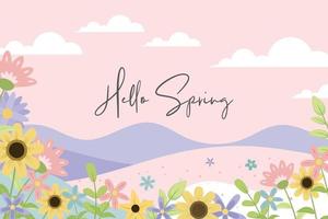 Hand drawn spring flower background vector