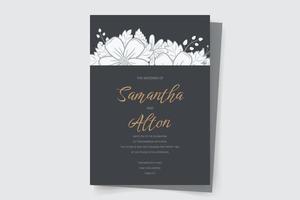 Wedding invitation with floral outline vector