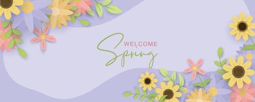 Beautiful hand drawn spring flower banner vector