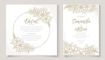 Wedding invitation with floral outline vector