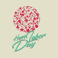 Happy Labor Day celebration text vector illustration