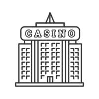 Casino building linear icon. Hotel. Thin line illustration. Contour symbol. Vector isolated outline drawing