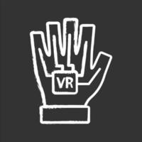 VR glove chalk icon. Haptic, wired glove. Dataglove, cyberglove. Isolated vector chalkboard illustration