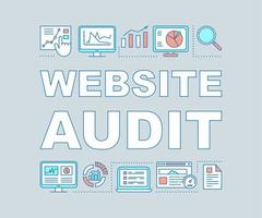 banner de conceptos de palabras de auditoría del sitio web. publicidad digital. analítica web, estadísticas. investigacion seo presentación, sitio web. idea de tipografía de letras aisladas con iconos lineales. ilustración de contorno vectorial vector