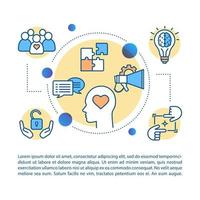 Emotions control concept linear illustration. Social support, society, love, joy, openness, feeling. Article, brochure, magazine page. Thin line icons with text. Print design. Vector outline drawing