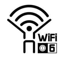 vector de icono wifi 6. logotipo de nueva generación inalámbrica. Ilustración de alto ancho de banda de red sobre fondo blanco. enrutador certificado wifi 6 y telecomunicaciones de nueva generación para red