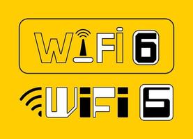 vector de icono wifi 6. logotipo de nueva generación inalámbrica. Ilustración de alto ancho de banda de red sobre fondo blanco. enrutador certificado wifi 6 y telecomunicaciones de nueva generación para red