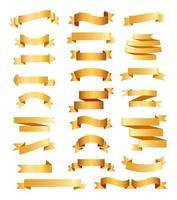 Golden ribbons set vector. Colorful labels, price tags, banners for bookmark, vintage ribbon, retro strap, band isolated set of vector is presented.