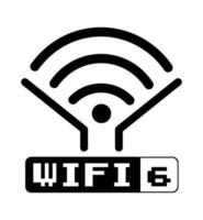 vector de icono wifi 6. logotipo de nueva generación inalámbrica. Ilustración de alto ancho de banda de red sobre fondo blanco. enrutador certificado wifi 6 y telecomunicaciones de nueva generación para red