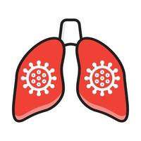 vector de icono de pulmón infectado. la neumonía afecta los pulmones, el coronavirus ataca los alvéolos, símbolo de la bronquitis.