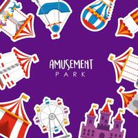 amusement park icons frame vector