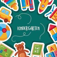 kindergarten school icons frame vector