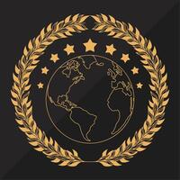 golden wreath with earth vector