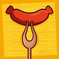 fork with sausage vector