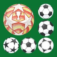 seis balones de futbol vector