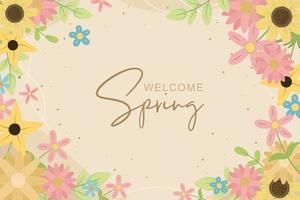 Beautiful hand drawn spring flower background vector