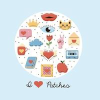 love patches in circle vector