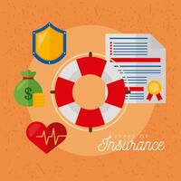 five insurance services icons vector