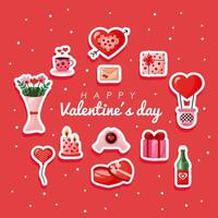 valentines day twelve icons vector