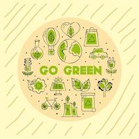 go green icons around vector