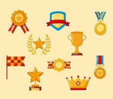 ten win awards icons vector