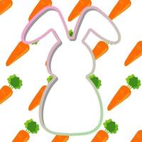 Easter rabbit frame with seamless carrot background. vector