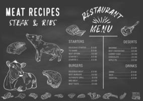 Chalkboard restaurant menu. Vector. vector