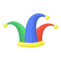 Tricolor jester's cap with bells. Clipart in cartoon style for decorative projects vector