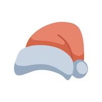 Christmas red santa claus hat icon. Freehand isolated element. Vector flat Illustration. Only 5 colors - Easy to recolor.