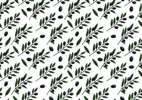 Seamless pattern with olive branch. Hand-drawn floral background. Flat vector illustration.