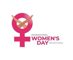 International women's day concept. Woman sign illustration background. 2022 International women's day campaign theme- BreakTheBias vector