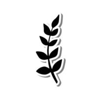 Black Leaves shape on white silhouette and gray shadow. Botanical elements for decoration, Vector illustration.