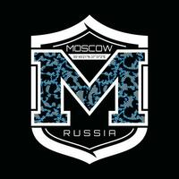 Moscow element of men fashion and modern shield city in typography graphic design.Vector illustration. vector