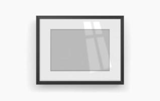 Empty photo frame with transparent glass. Shadow overlay vector effect