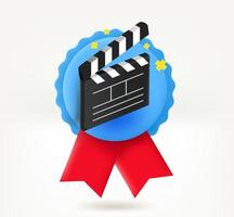 Movie clap. 3d vector insignia