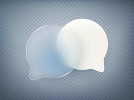 White and glass dialog bubbles. Vector illustration with glassmorphism effect
