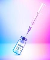 Vial and syringe with vaccine. 3d vector illustration