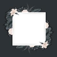 flowers and leafs frame vector