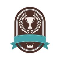 trophy cup and ribbon vector