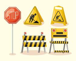 five under construction icons vector